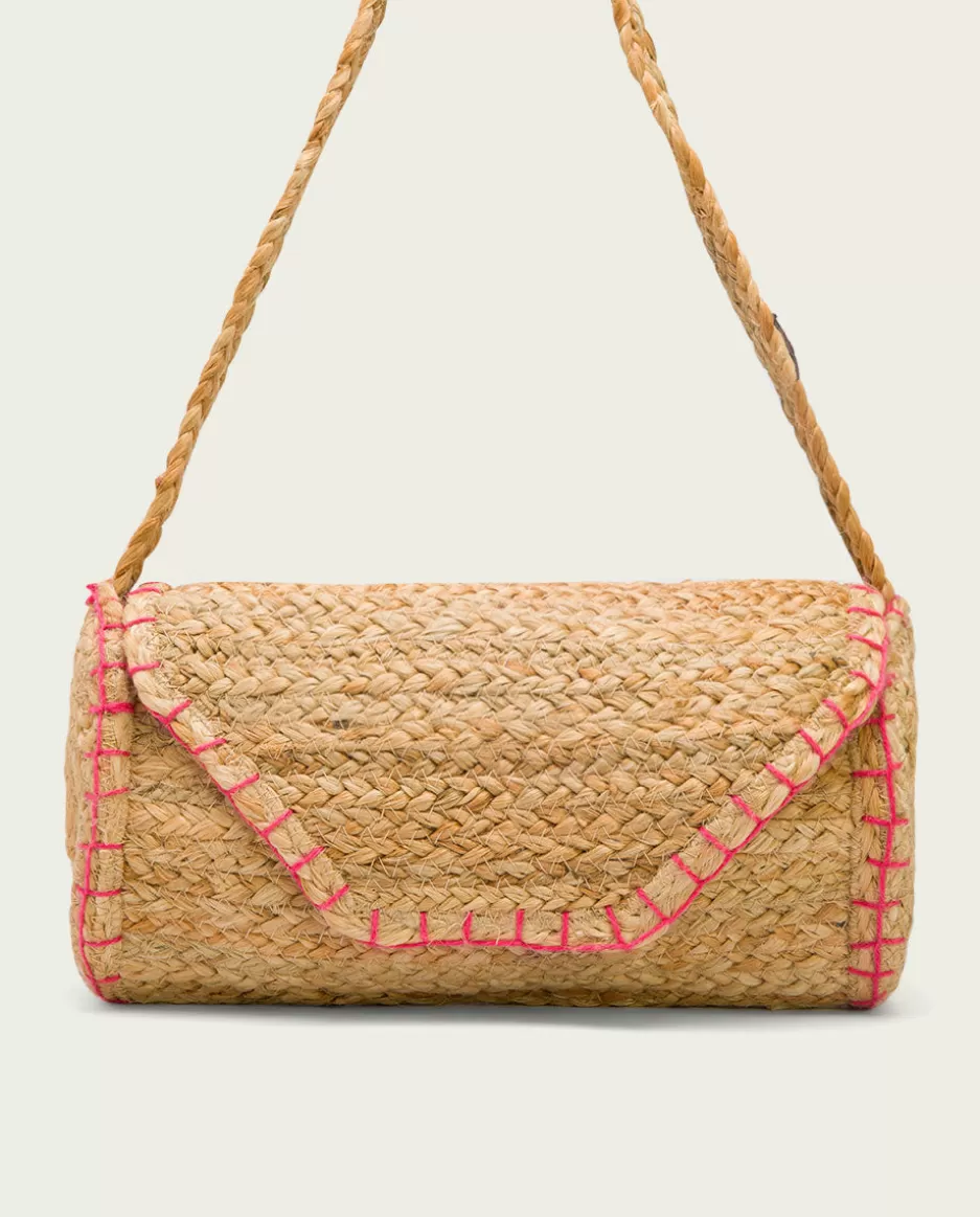 PORRONET Bolso Yute Natural Fucsia Granadella- Bolsos