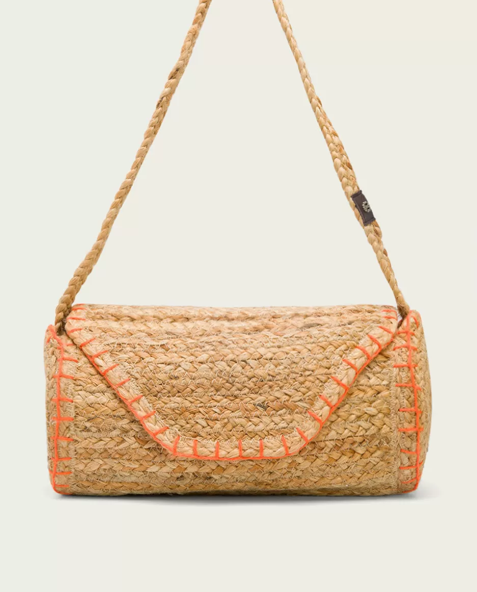 PORRONET Bolso Yute Natural Naranja Granadella- Bolsos