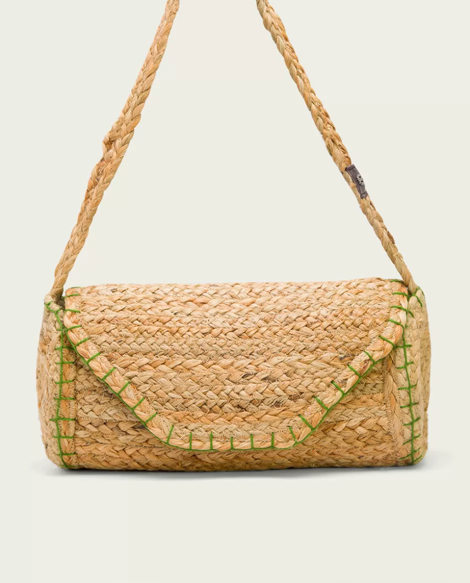 PORRONET Bolso Yute Natural Verde Granadella- Bolsos