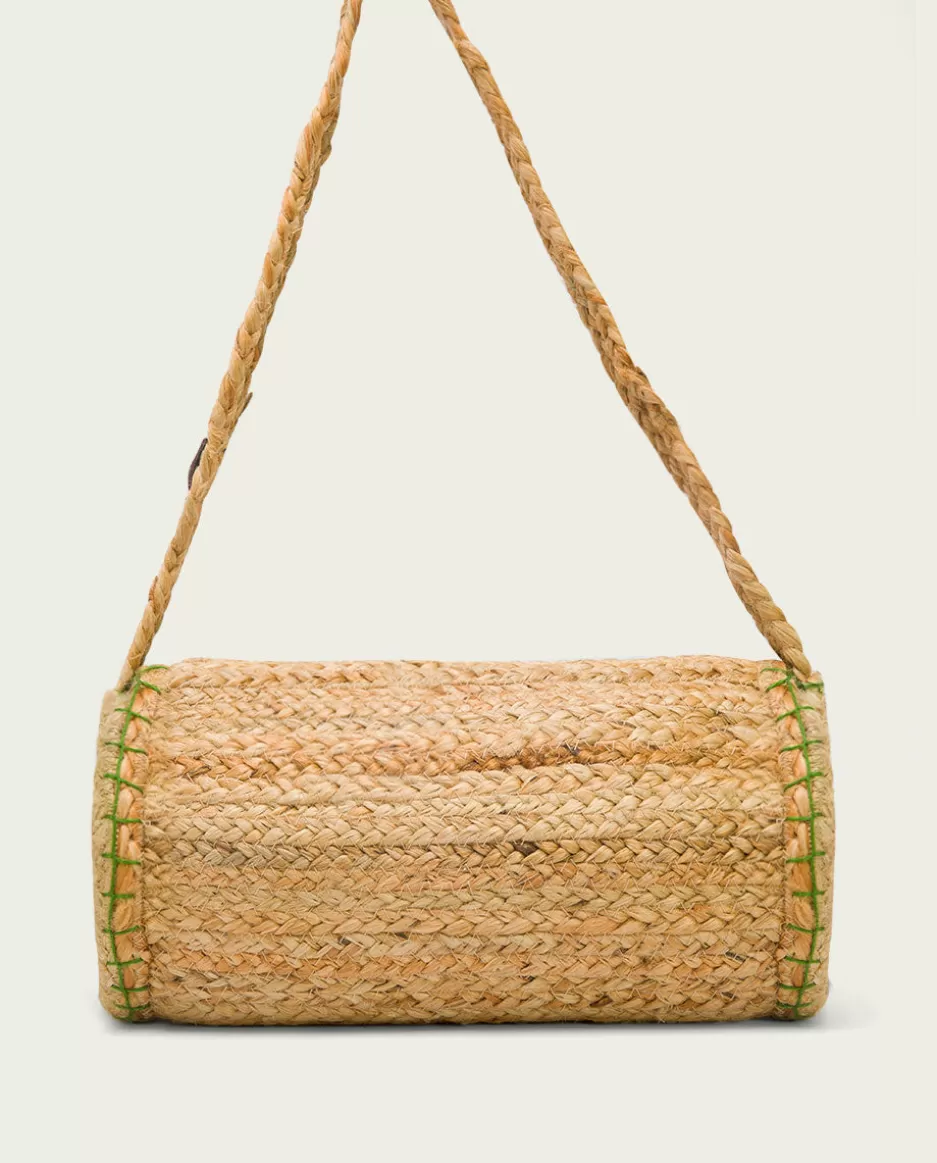 PORRONET Bolso Yute Natural Verde Granadella- Bolsos