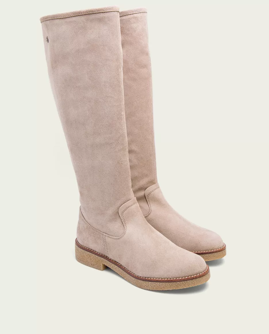 PORRONET Botas Altas Planas Arena Con Cremallera Vega- Botas Mujer