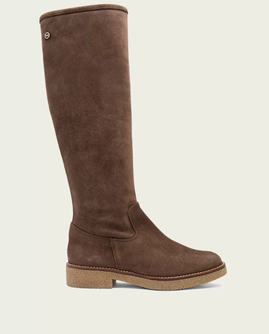 PORRONET Botas Altas Planas Moka Con Cremallera Vega- Botas Mujer