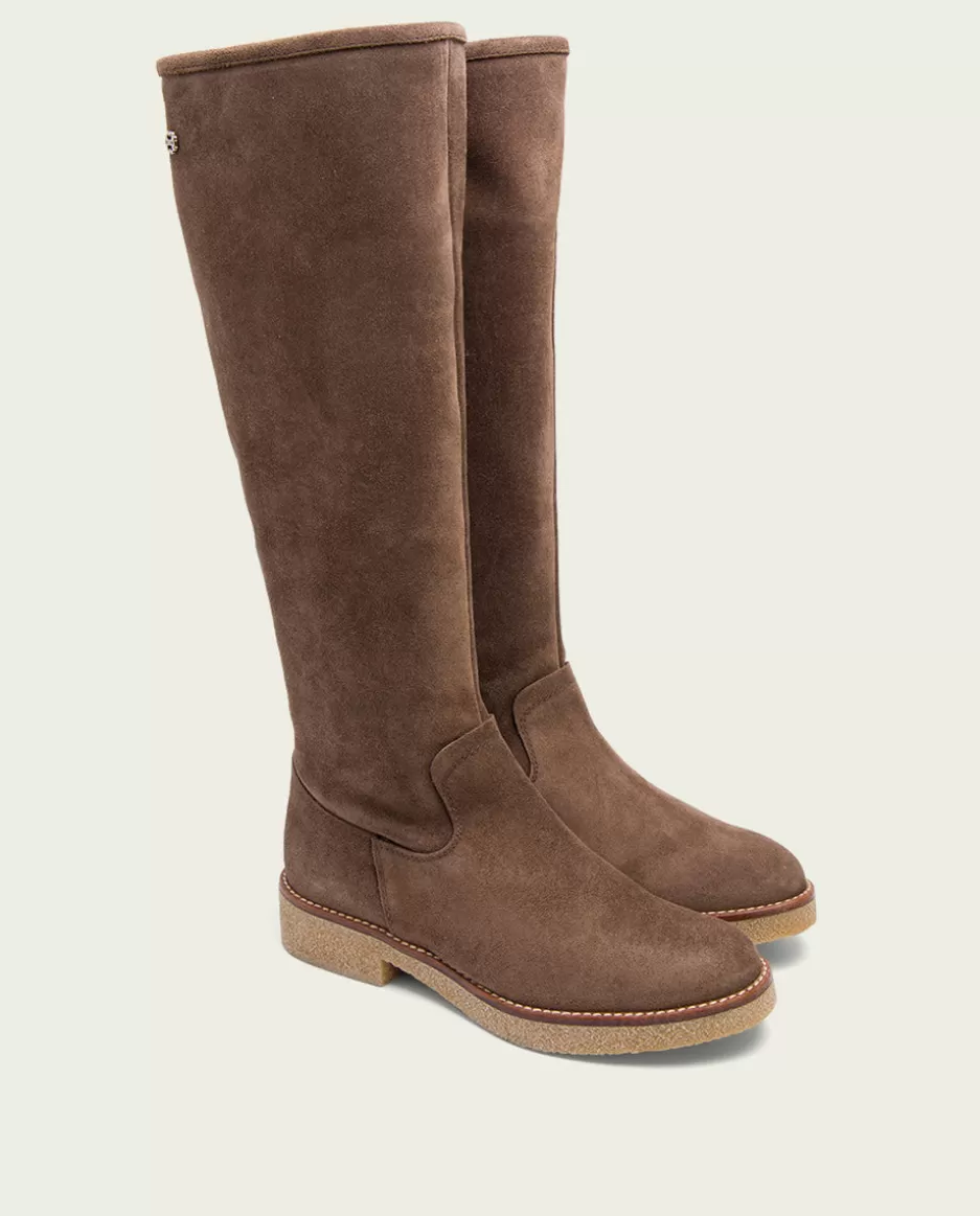 PORRONET Botas Altas Planas Moka Con Cremallera Vega- Botas Mujer