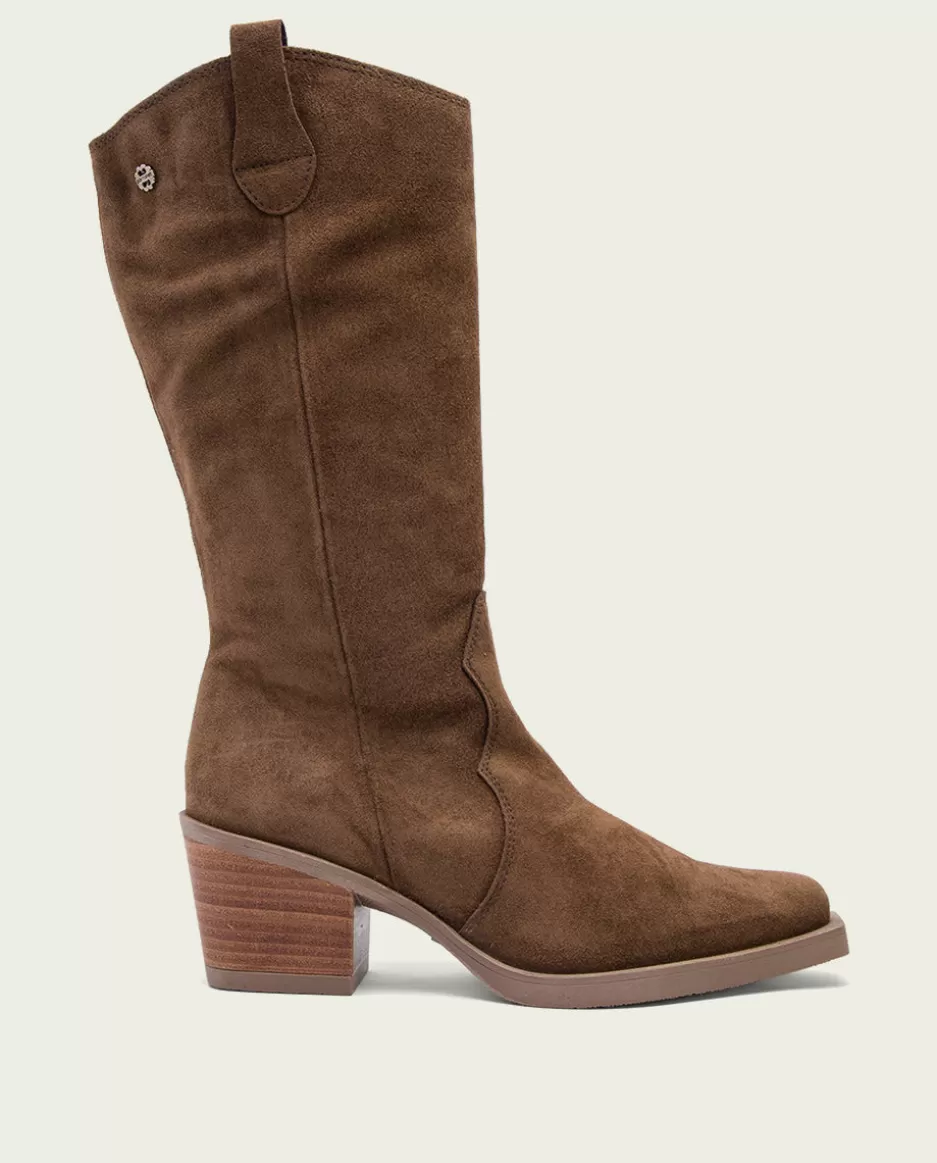 PORRONET Botas Cowboy Moka Con Cremallera Java- Botas Mujer