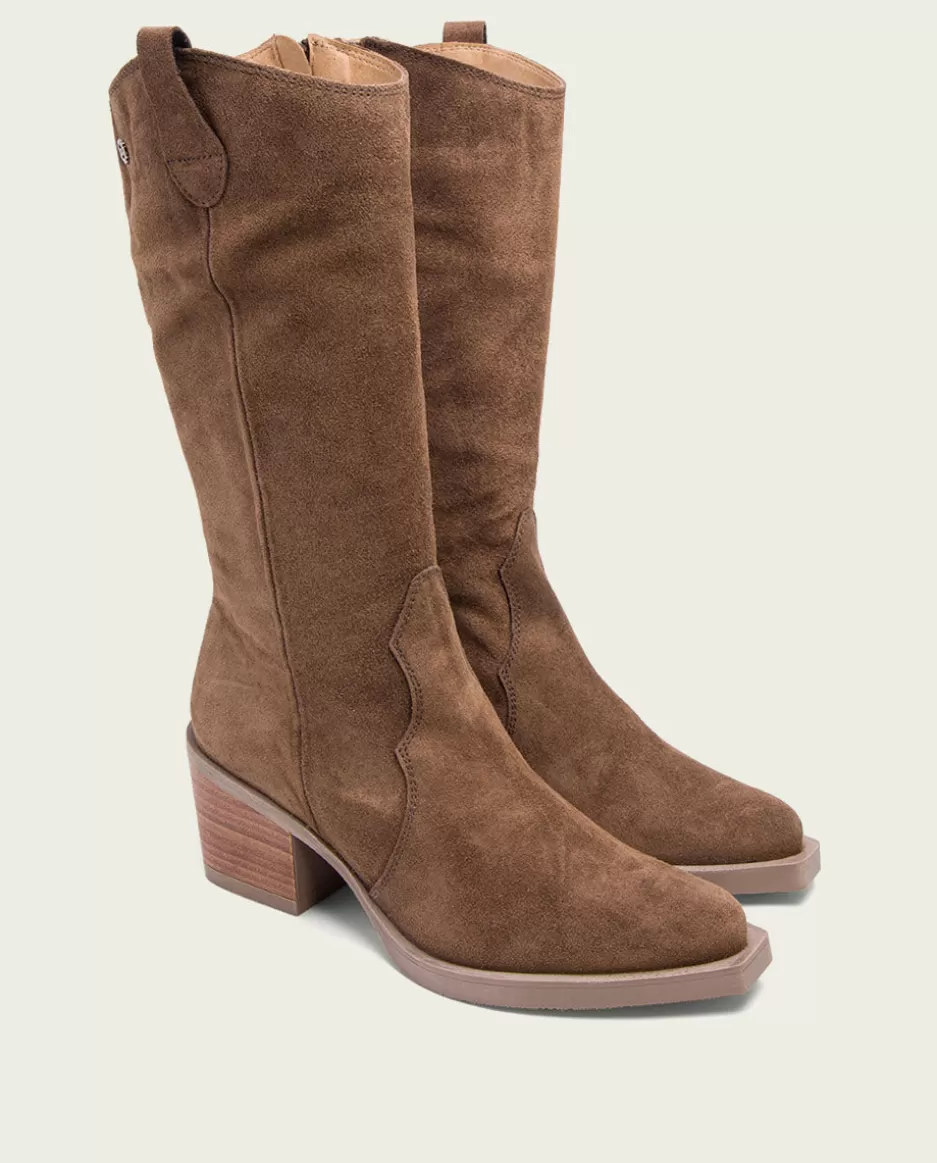 PORRONET Botas Cowboy Moka Con Cremallera Java- Botas Mujer