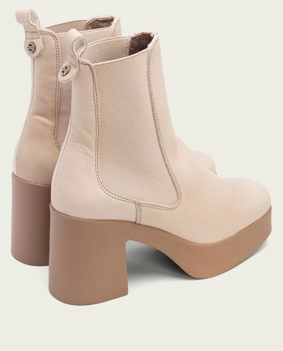 PORRONET Botines De Tacón Taupe Con Elasticos Laura- Botines Mujer