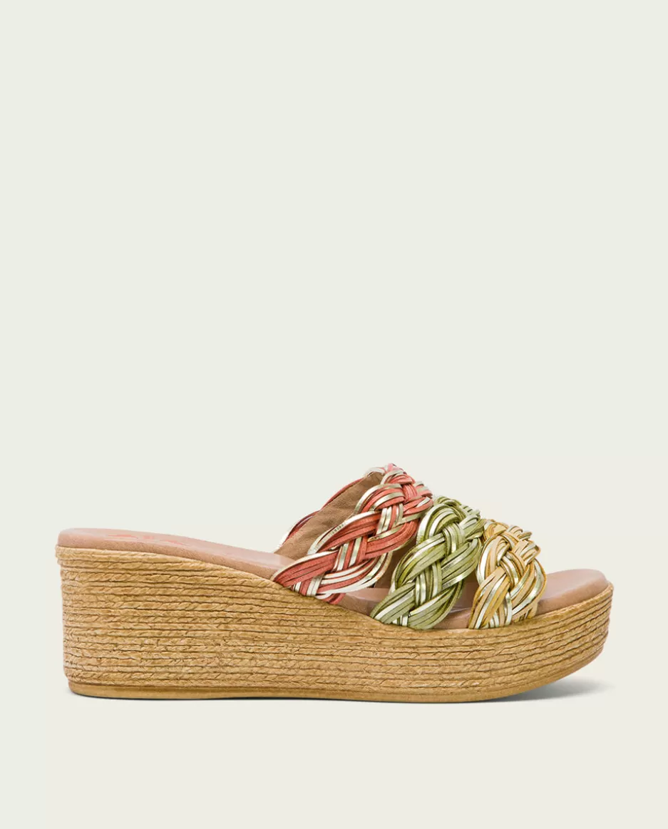 PORRONET Sandalia Cuña Con Pala Textil Colores Ivana- Sandalias Cuña