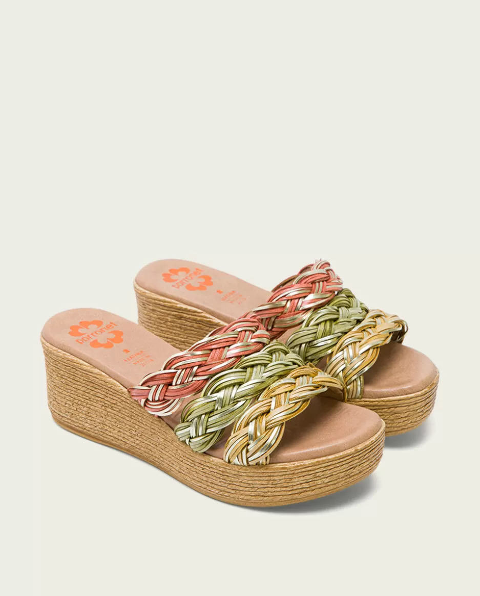 PORRONET Sandalia Cuña Con Pala Textil Colores Ivana- Sandalias Cuña