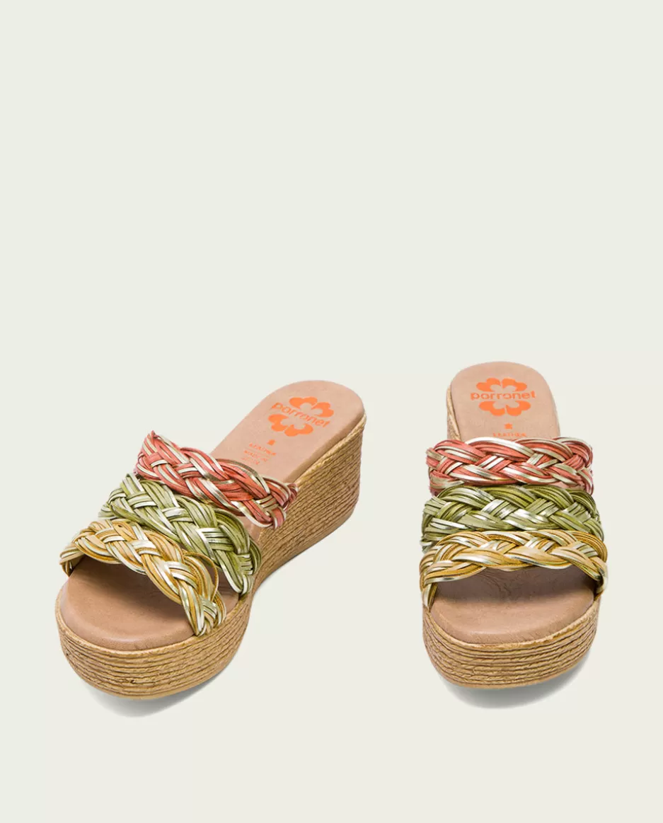 PORRONET Sandalia Cuña Con Pala Textil Colores Ivana- Sandalias Cuña