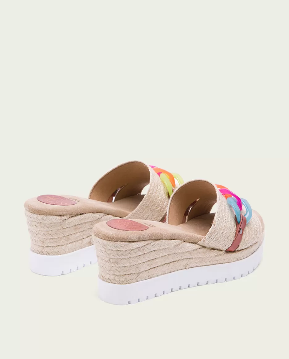 PORRONET Sandalia Cuña Rafia Colores Lua- Sandalias Cuña