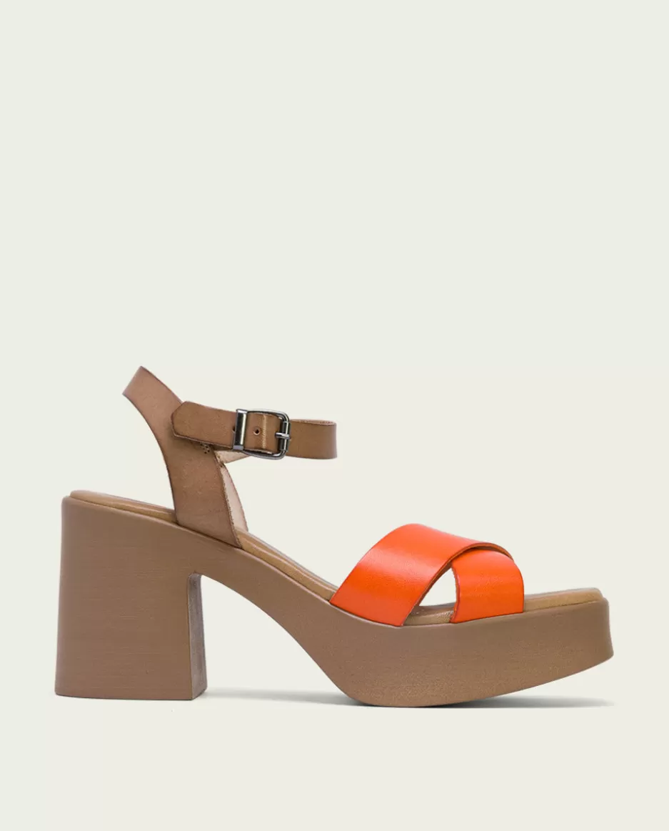 PORRONET Sandalia Piel Naranja Zoe- Sandalias Tacón