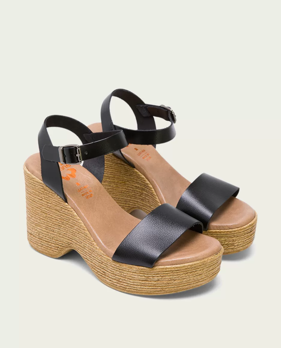 PORRONET Sandalia Tacón Alto Negro Michele- Sandalias Cuña