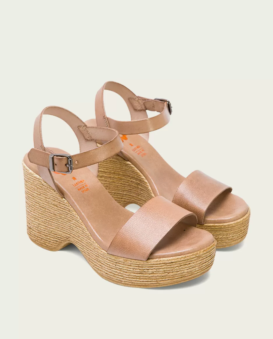 PORRONET Sandalia Tacón Alto Taupe Michele- Sandalias Cuña