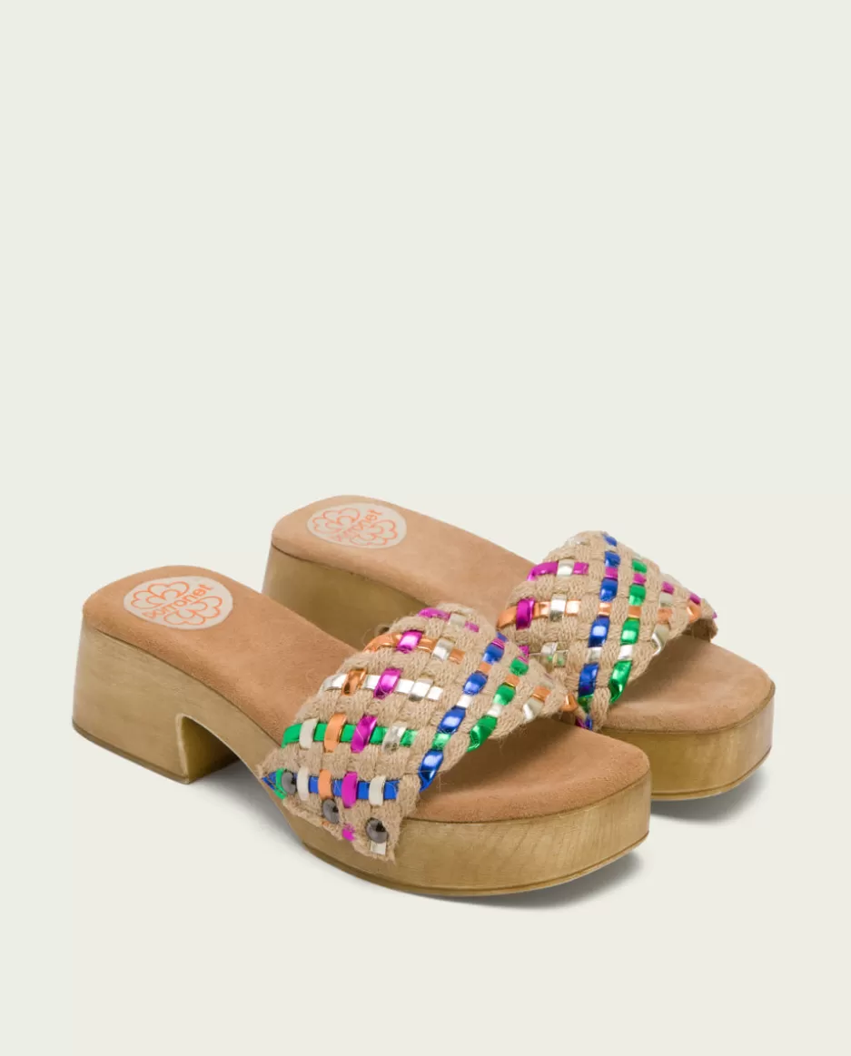 PORRONET Sandalia Tacón Bajo Multicolor Uma- Sandalias Tacón