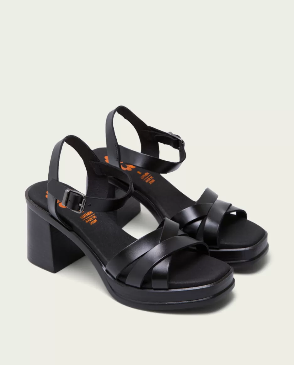 PORRONET Sandalia Tacón Medio De Piel Negro Nicole- Sandalias Tacón